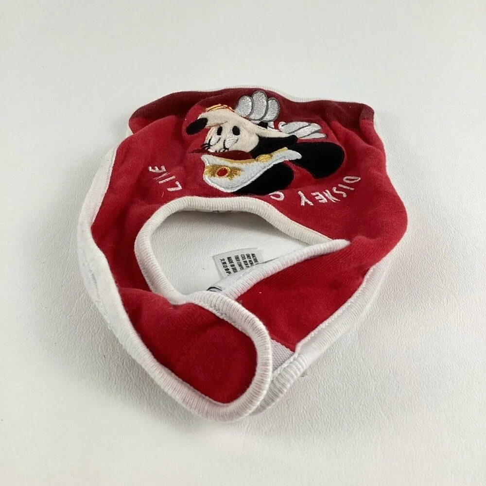 Disney Cruise Lines Baby Bib Sailor Minnie Mouse Snap Captain Red Drool Catcher